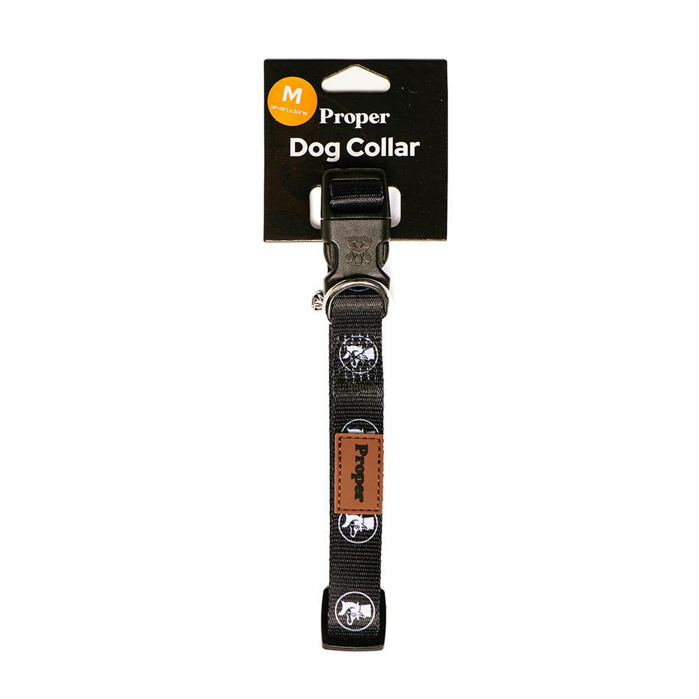 Proper Dog Collar Black- Medium