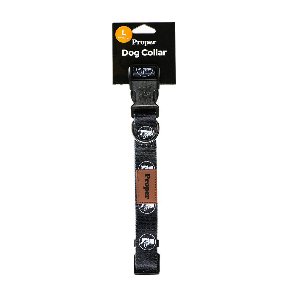 Proper Dog Collar Black- Large