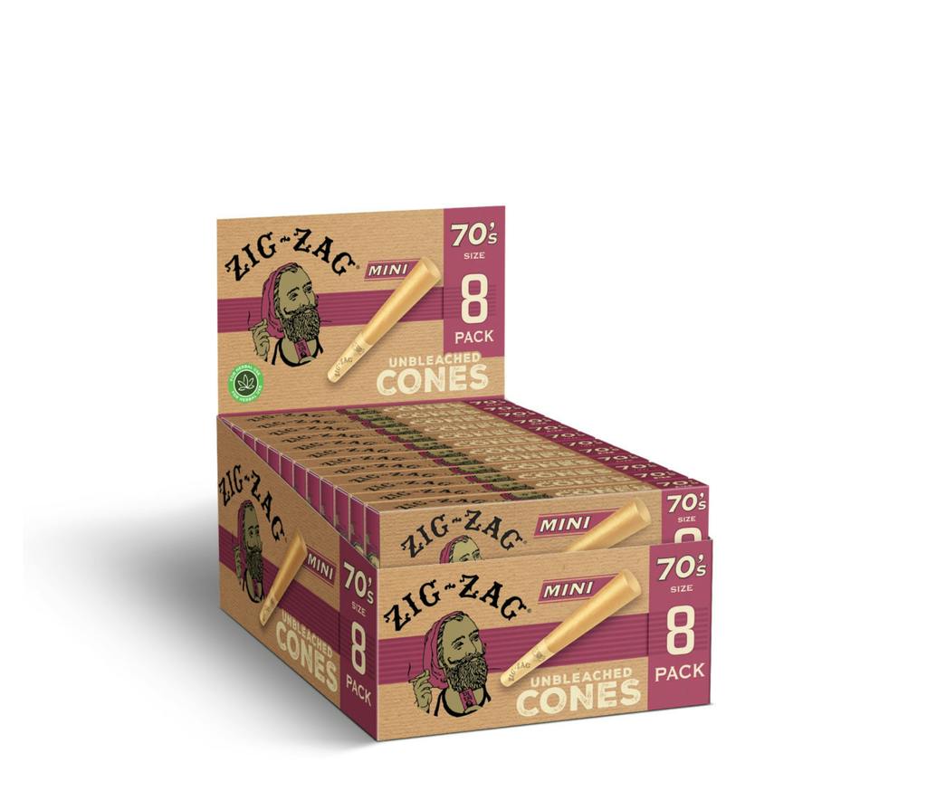 Zig Zag® Unbleached Pre-Rolled Cones 70's Size 8 ct