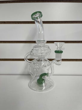 9in Glass bong green tip