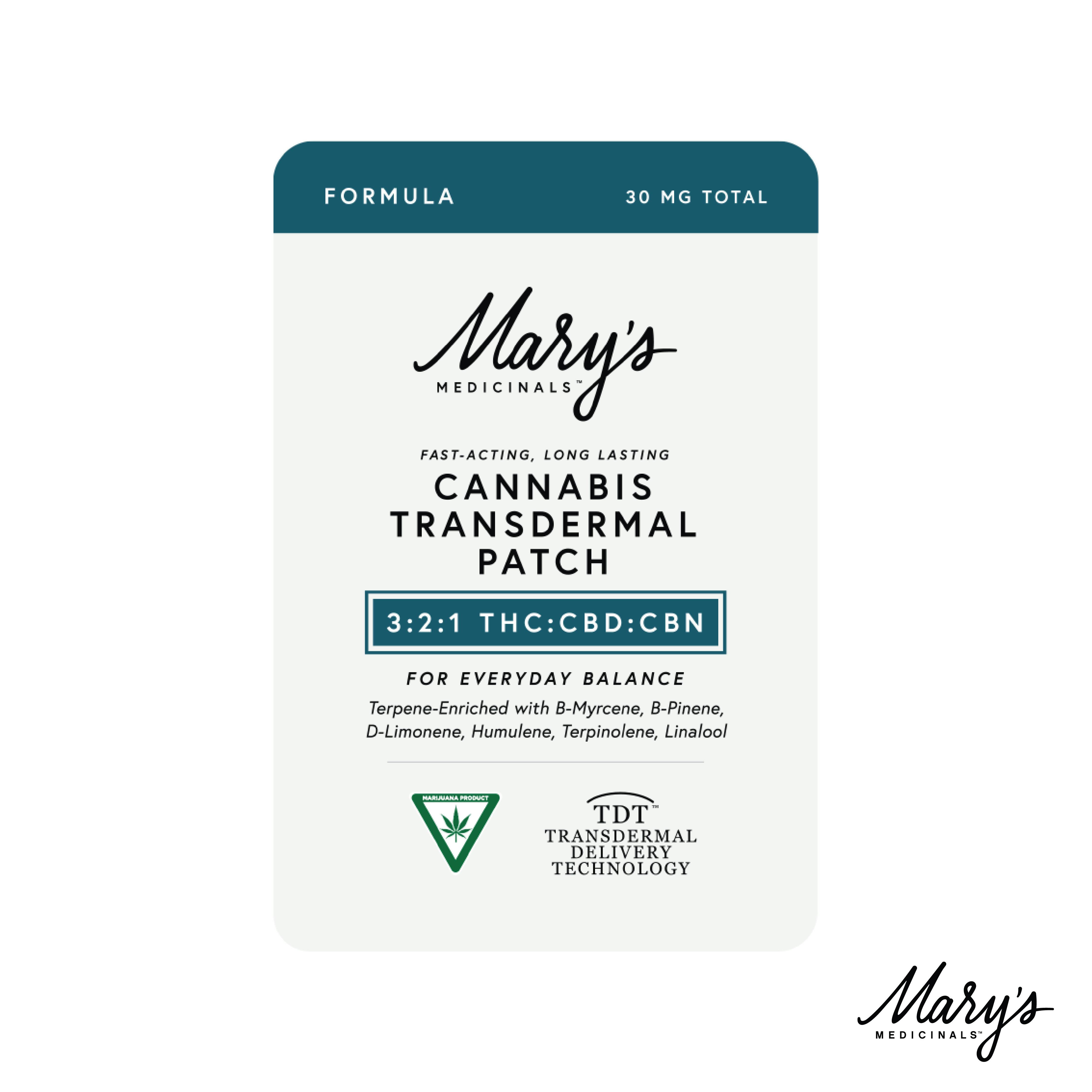 Mary's | 30mg Transdermal Patch | Formula 3:2:1