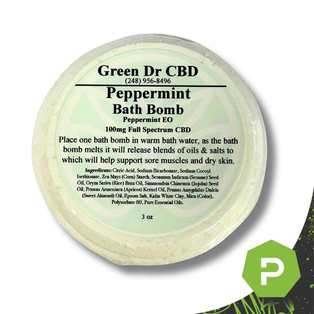 Green DR | 100mg CBD Bath Bomb | Peppermint
