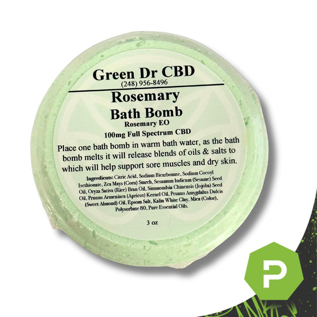 Green DR | 100mg CBD Bath Bomb | Rosemary