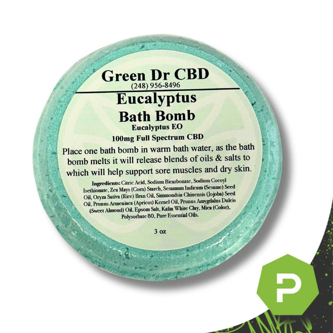 Green DR | 100mg CBD Bath Bomb | Eucalyptus