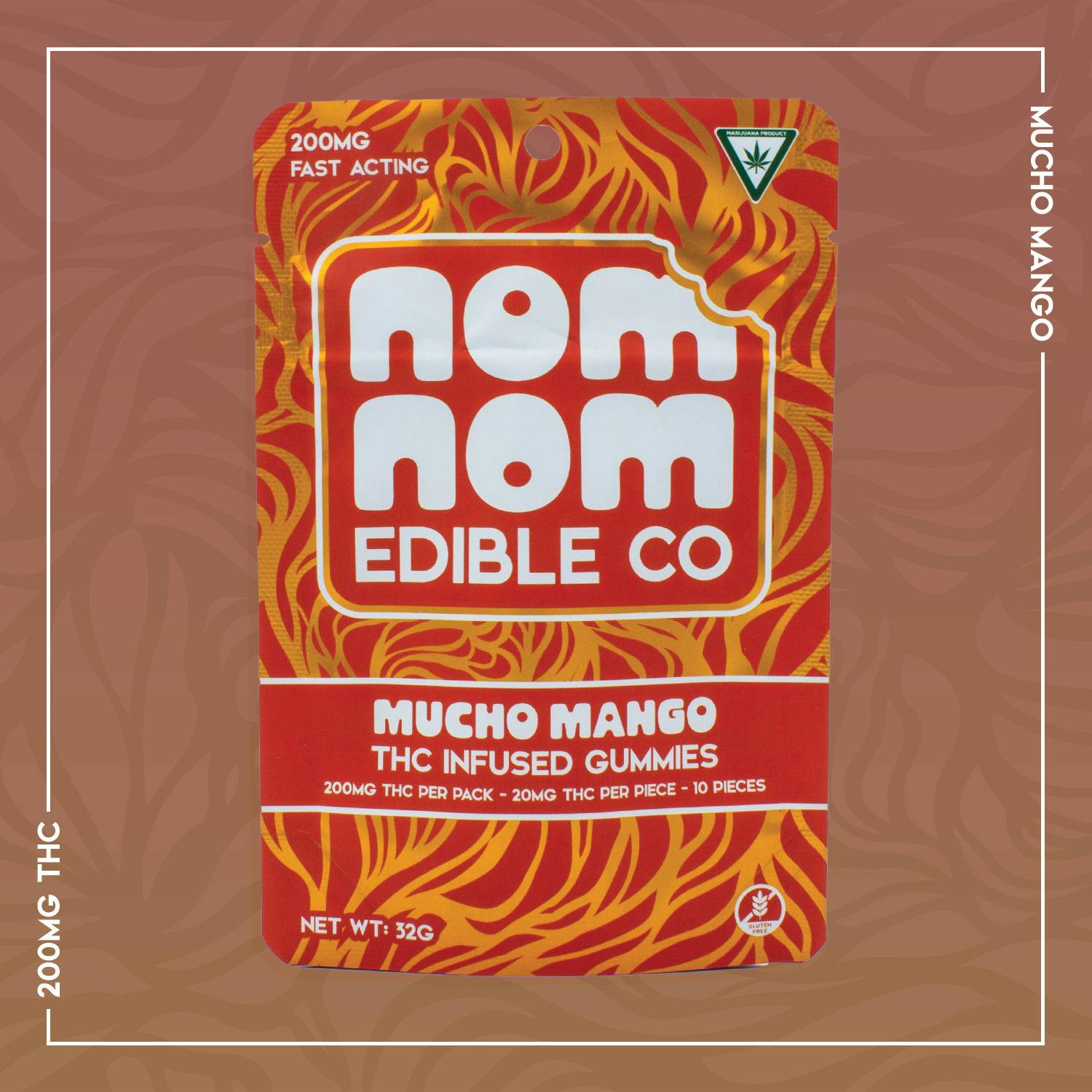 Nom Nom Edible Co | 200mg Gummies | Mucho Mango