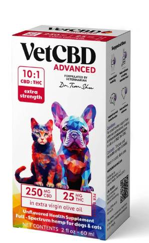 Vet CBD | 250mg Dogs & Cats CBD:THC Drops | Extra Strength Unflavored 10:1