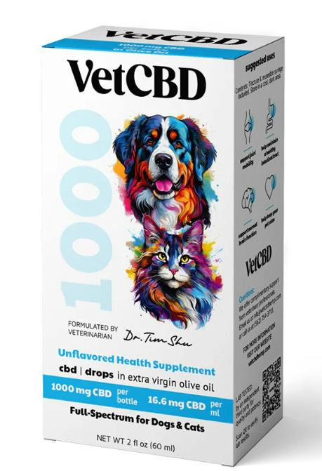 Vet CBD | 1000mg Dogs & Cats CBD Drops | Unflavored