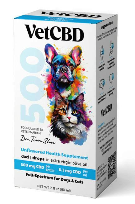 Vet CBD | 500mg Dogs & Cats CBD Drops | Unflavored