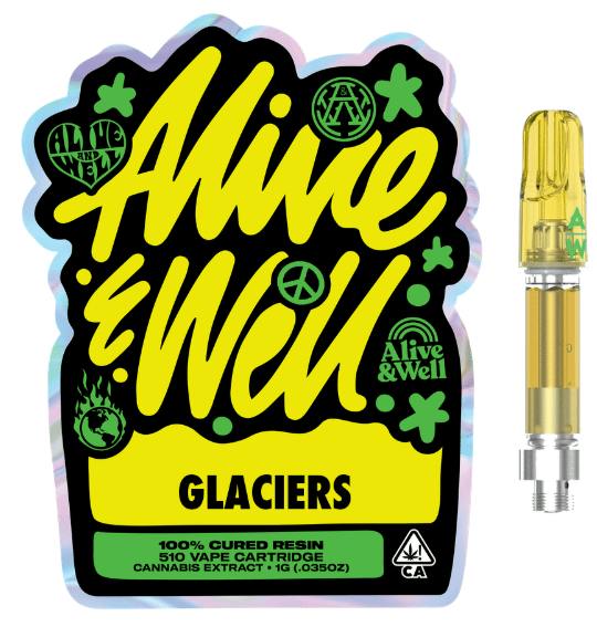 Alive and Well - Glaciers (S) Cured Resin Cart 1g - Glaciers Cured Resin Cart