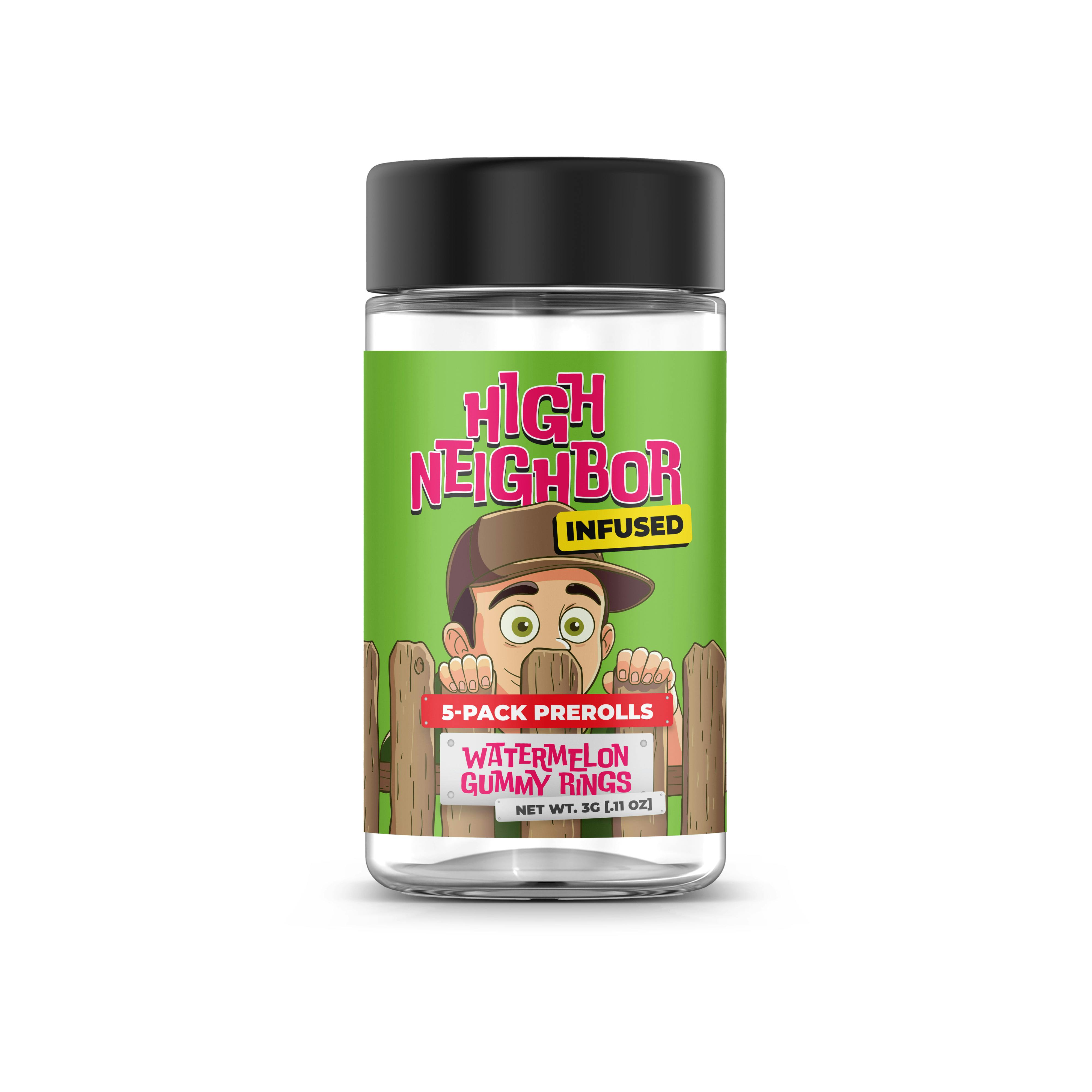 High Neighbor 5 x .6g Infused Prerolls Watermelon Gummy Rings