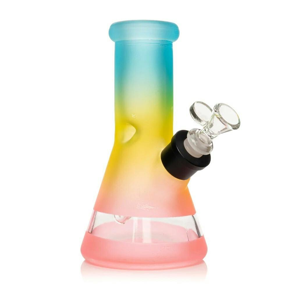 8" Tall Rainbow Beaker Base Water Pipe W/Water Window 2