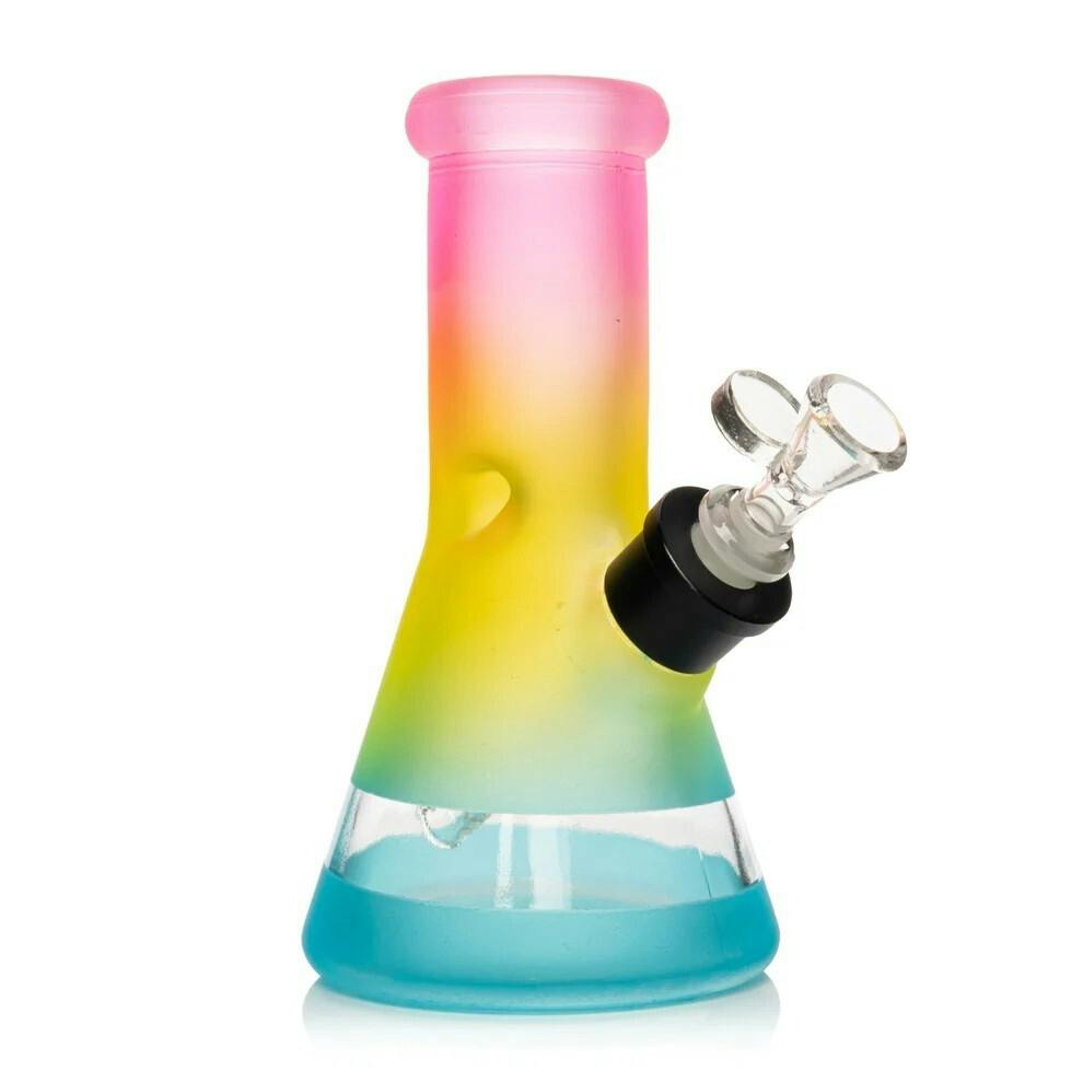 8" Tall Rainbow Beaker Base Water Pipe W/Water Window 4