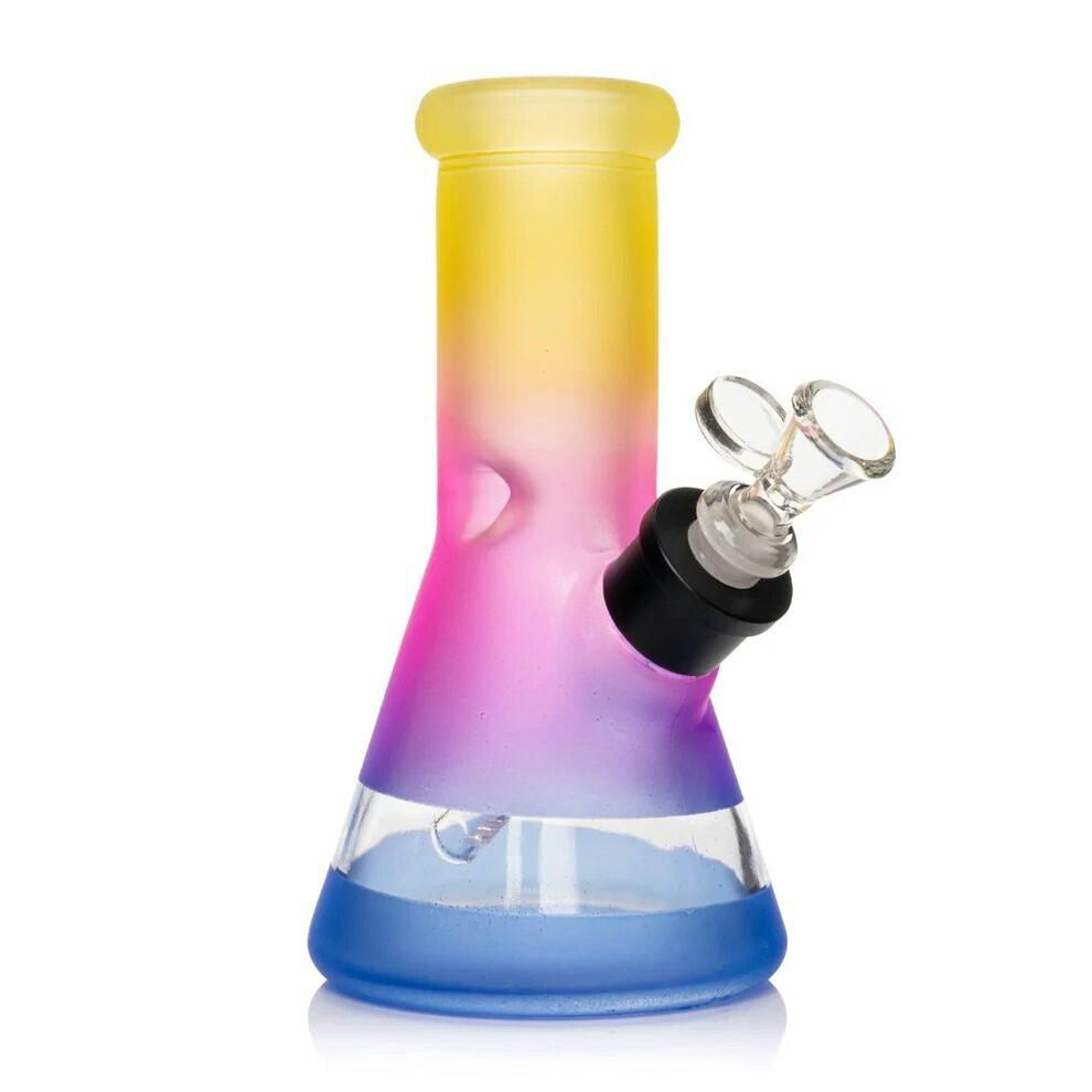 8" Tall Rainbow Beaker Base Water Pipe W/Water Window 1