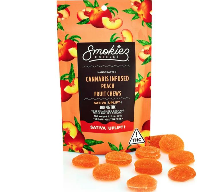 100 MG | Peach SATIVA Gummies | Smokiez