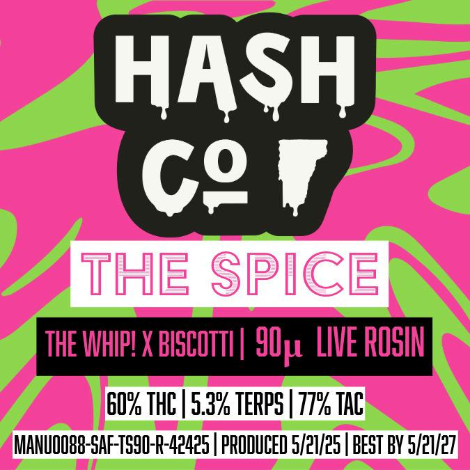Hash Co. VT | The Spice | 2G 90u Live Rosin