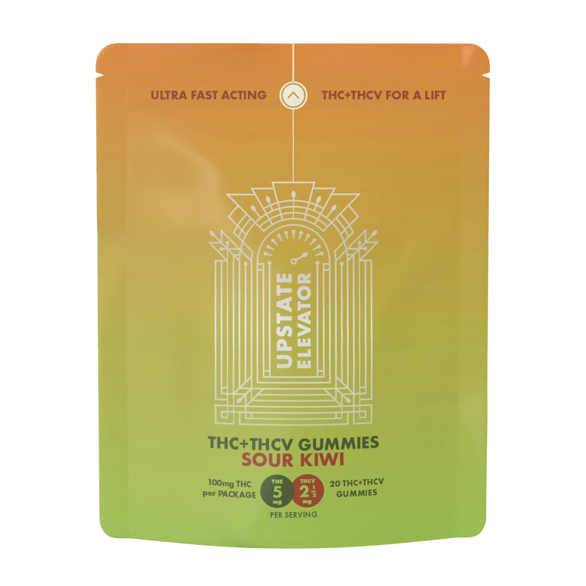 Upstate Elevator | Sour Kiwi Gummies | 100mg 1:1 THC:THCV