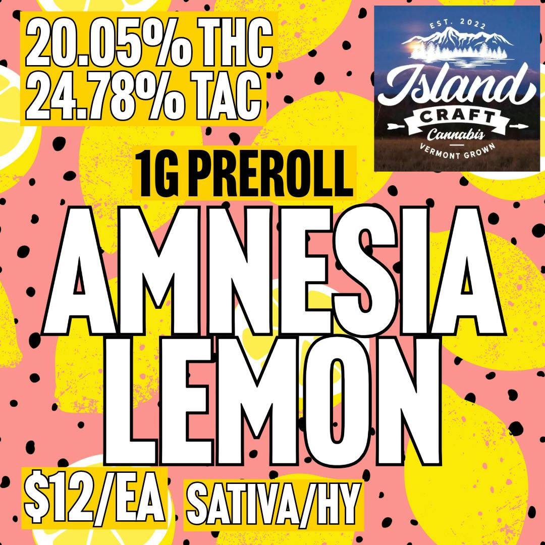 Island Craft Cannabis - Amnesia Lemon - 1G BULK Pre-Roll at MothaPlant St. Albans Dispensary