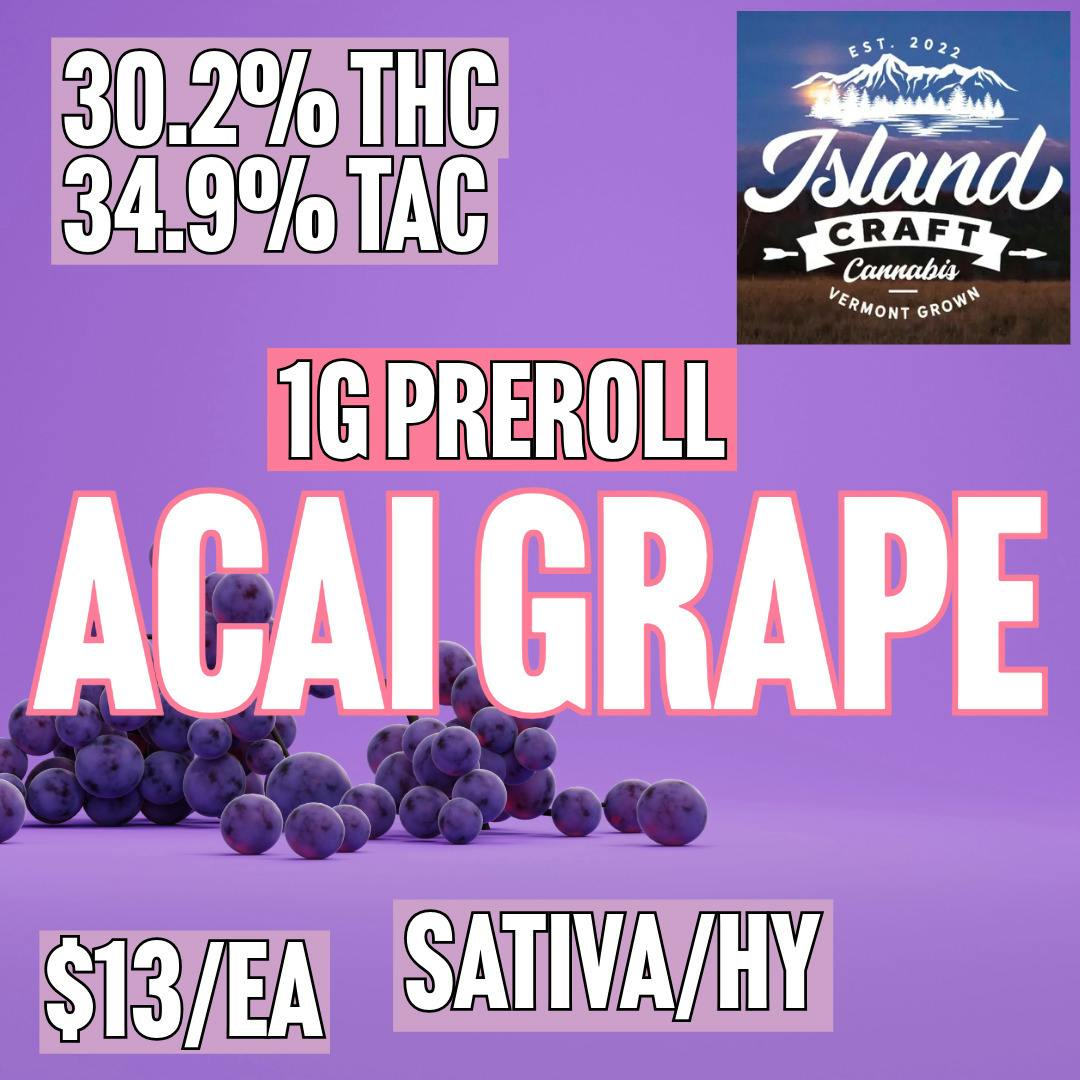 Island Craft Cannabis - Acai Grape - 1G BULK Pre-Roll