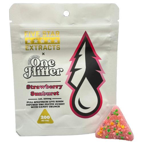 Five Star Extracts Strawberry Sunburst Live Resin Full Spectrum Vegan One Hitter Gummy 200mg THC