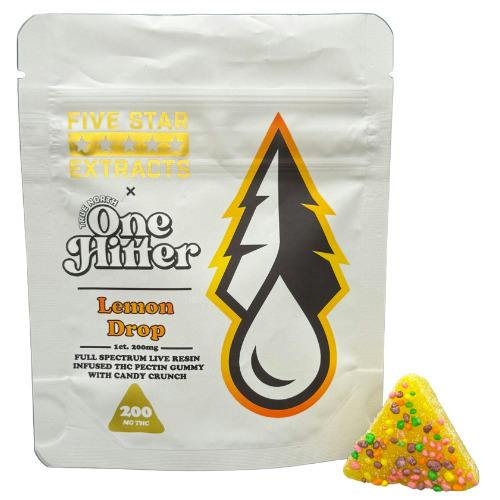 Five Star Extracts Lemon Drop Live Resin Full Spectrum Vegan One Hitter Gummy 200mg THC