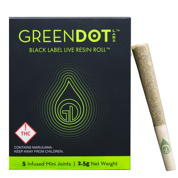 Green Dot Labs - 2.5G Infused Pre-Roll 5 Pack - Blu Brrr + Lemon Grinder X Boioioioioing