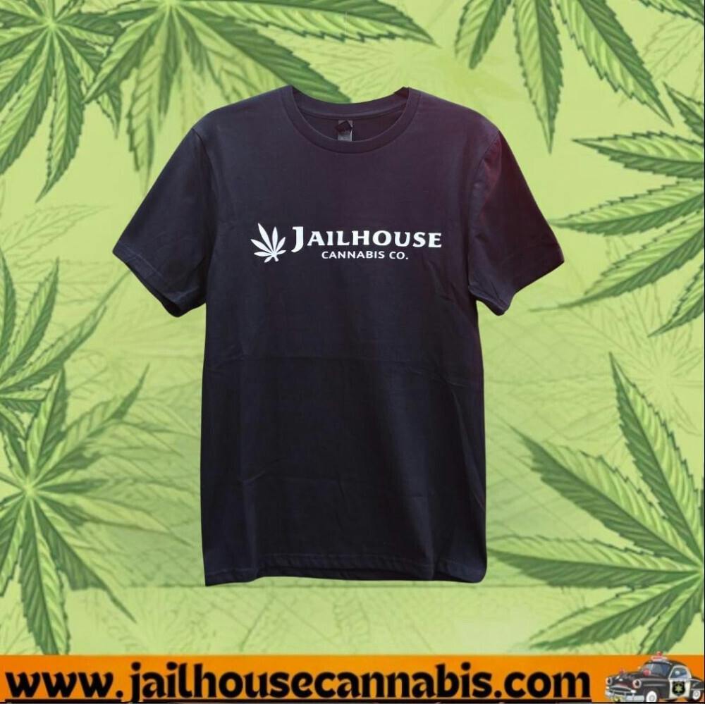 Jailhouse T-Shirt - Black with White Letters - Large