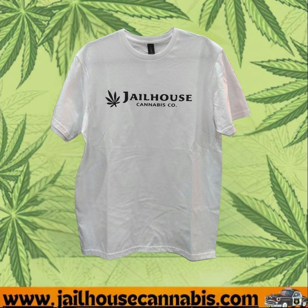 Jailhouse T-Shirt - White with Black Letters - XL