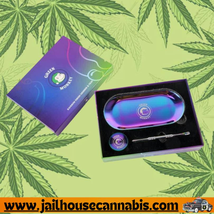 Green Monkey Rainbow Grinder & Tray Set