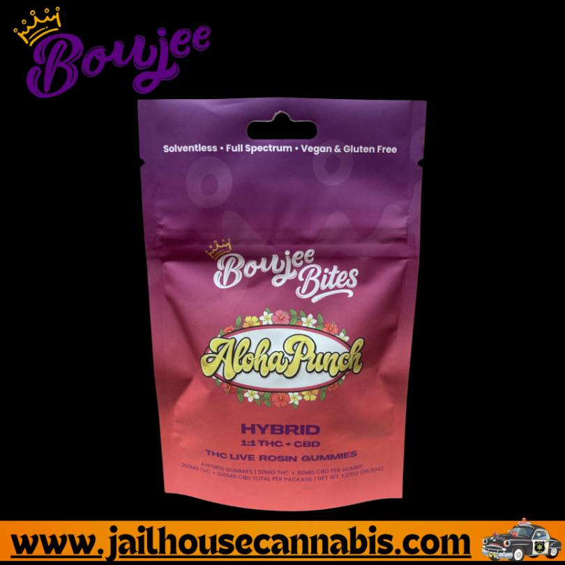 Boujee Bites - 4 X 50 mg - Rosin Infused Gummies - Aloha Punch 1:1 THC CBD (H)