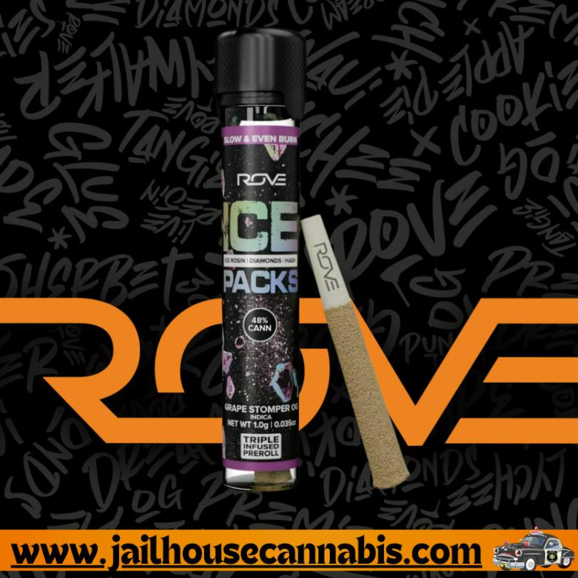 Grape Stomper - Infused Ice Packs (Rosin, Hash, and Diamonds) 1G Preroll (I)