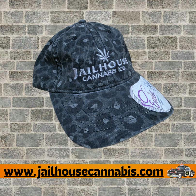Ponytail Hat - Black/Grey Cheetah
