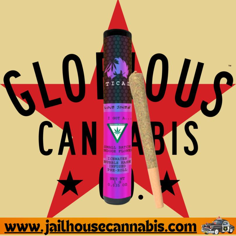 Glorious Cannabis Co. - Love Jones Icewater Bubble Hash 1g Pre-Roll