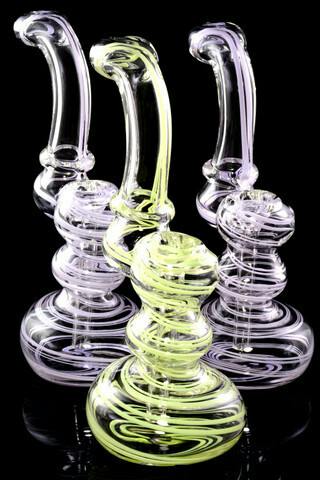 bubbler, neon striped clear glass sherlock bubbler