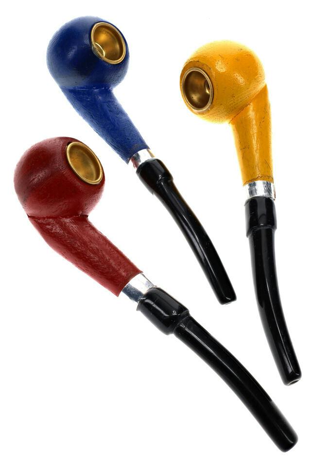 Pipe - 5.5" Painted Wood Pipe with Metal Bowl