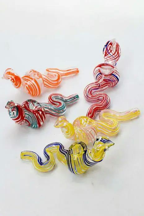 Cobra shape glass large hand pipe