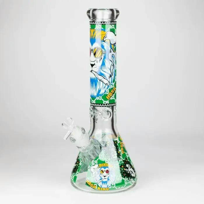 14" Hash King Lion Glow glass bong