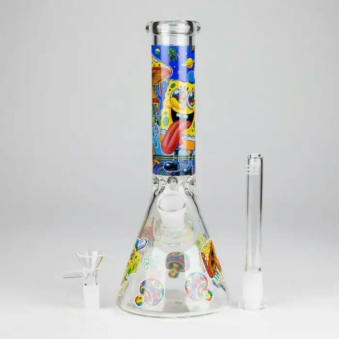10" Glow-in-the-Dark Glass Bong with Cartoon Sponge Design 2