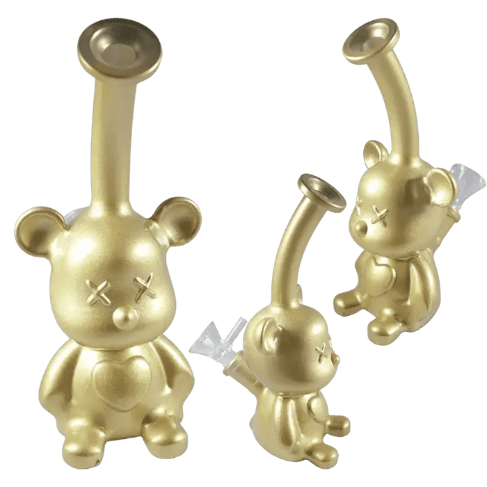 7" Golden Bear Mini Smoking Pipe with 14mm Glass Bowl