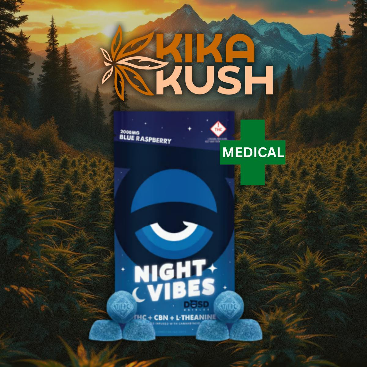 DOSD - Gummies - Night Vibes + CBN Blue Raspberry 2000mg