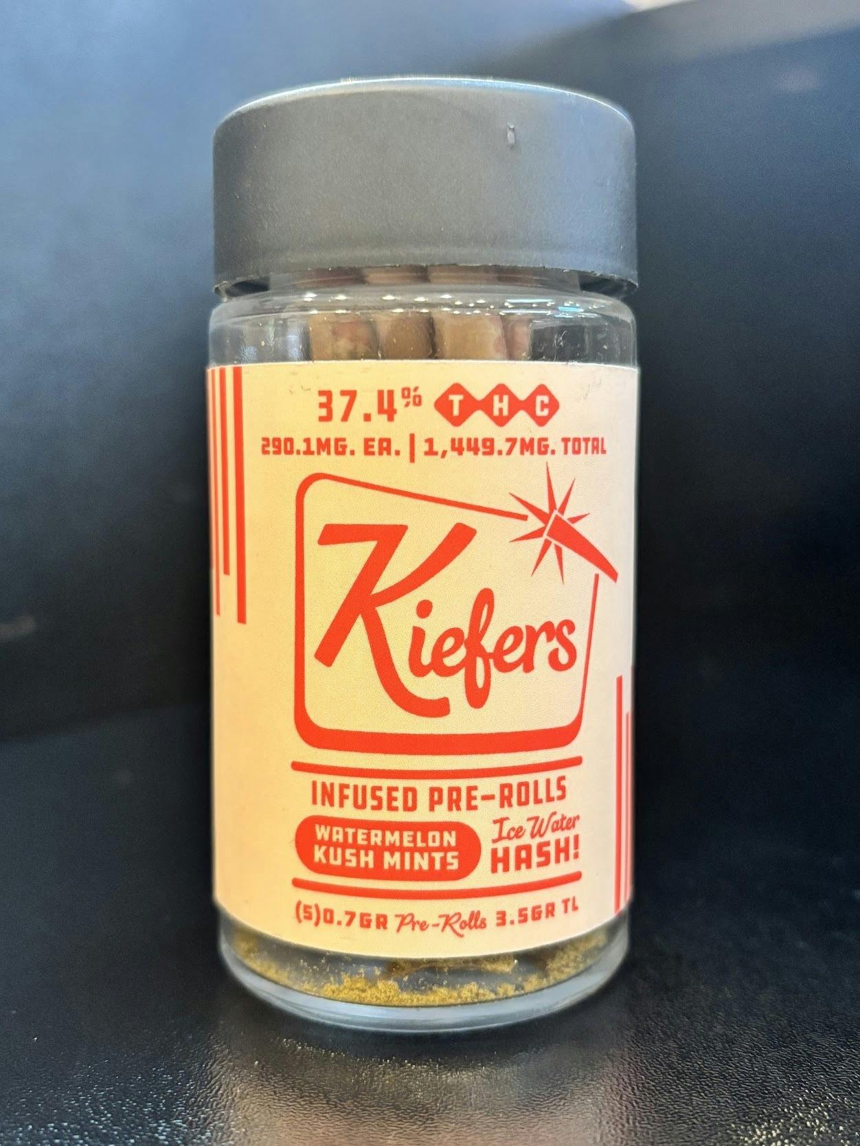 Watermelon Kush Mints- KIEFERS- 5Pck .7G Hash Infused Pre Rolls
