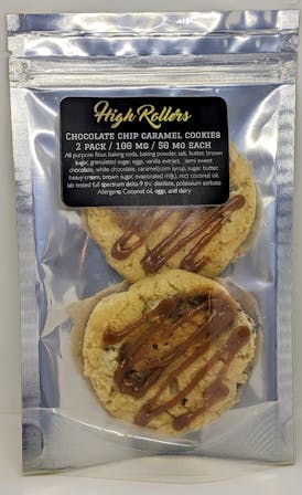 High Rollers - FRESH BAKED - Salted Caramel Choc. Chip Cookies - 4 pk/25mg/100mg