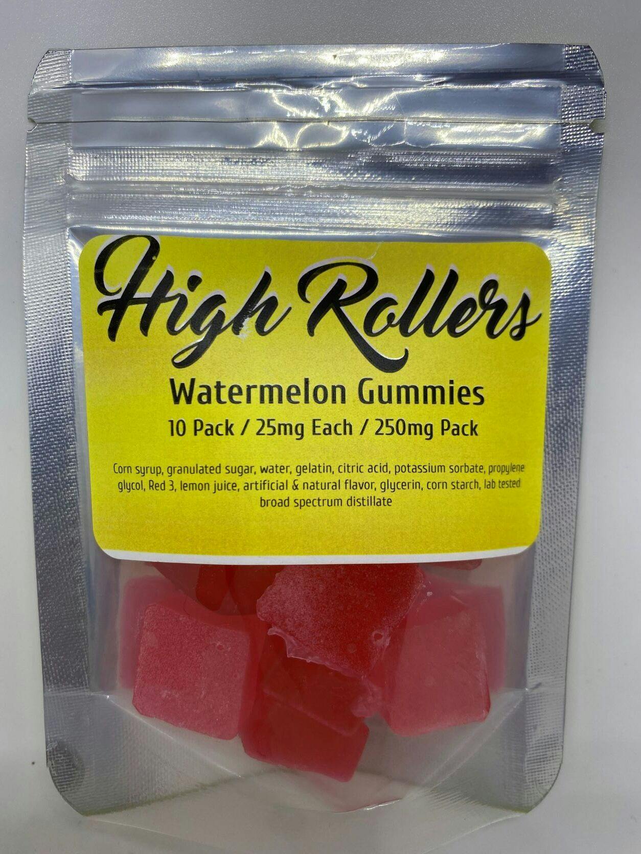 High Rollers - Gummies - 10pk/25mg/250mg - Watermelon