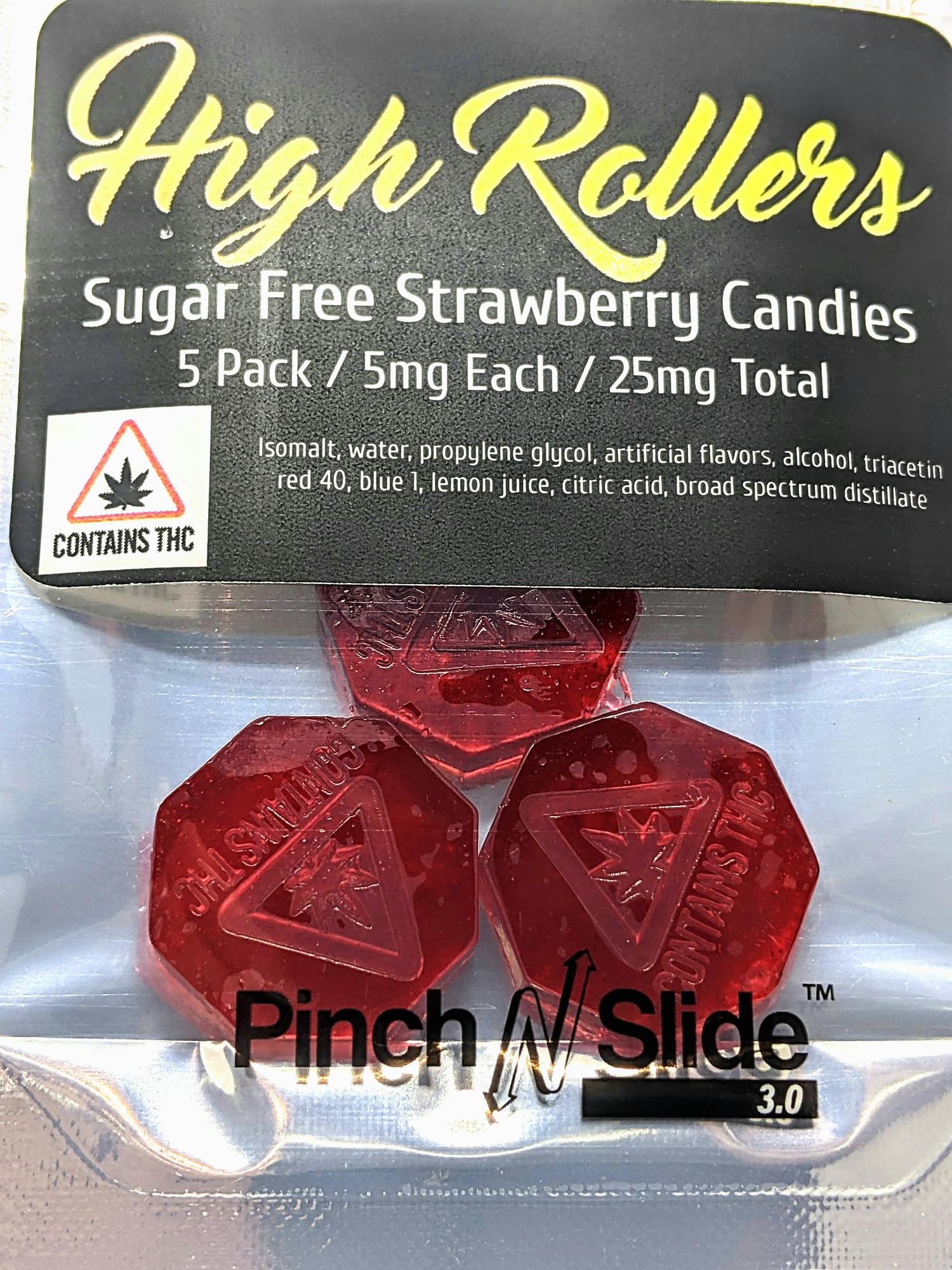 High Rollers - Hard Candies - Sugar Free Strawberry - 10 pk/5mg/50mg