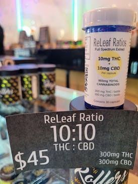 ReLeaf Ratios - Capsules Bottle - 10 Ct - 25:25 - 25mg THC/25mg CBD