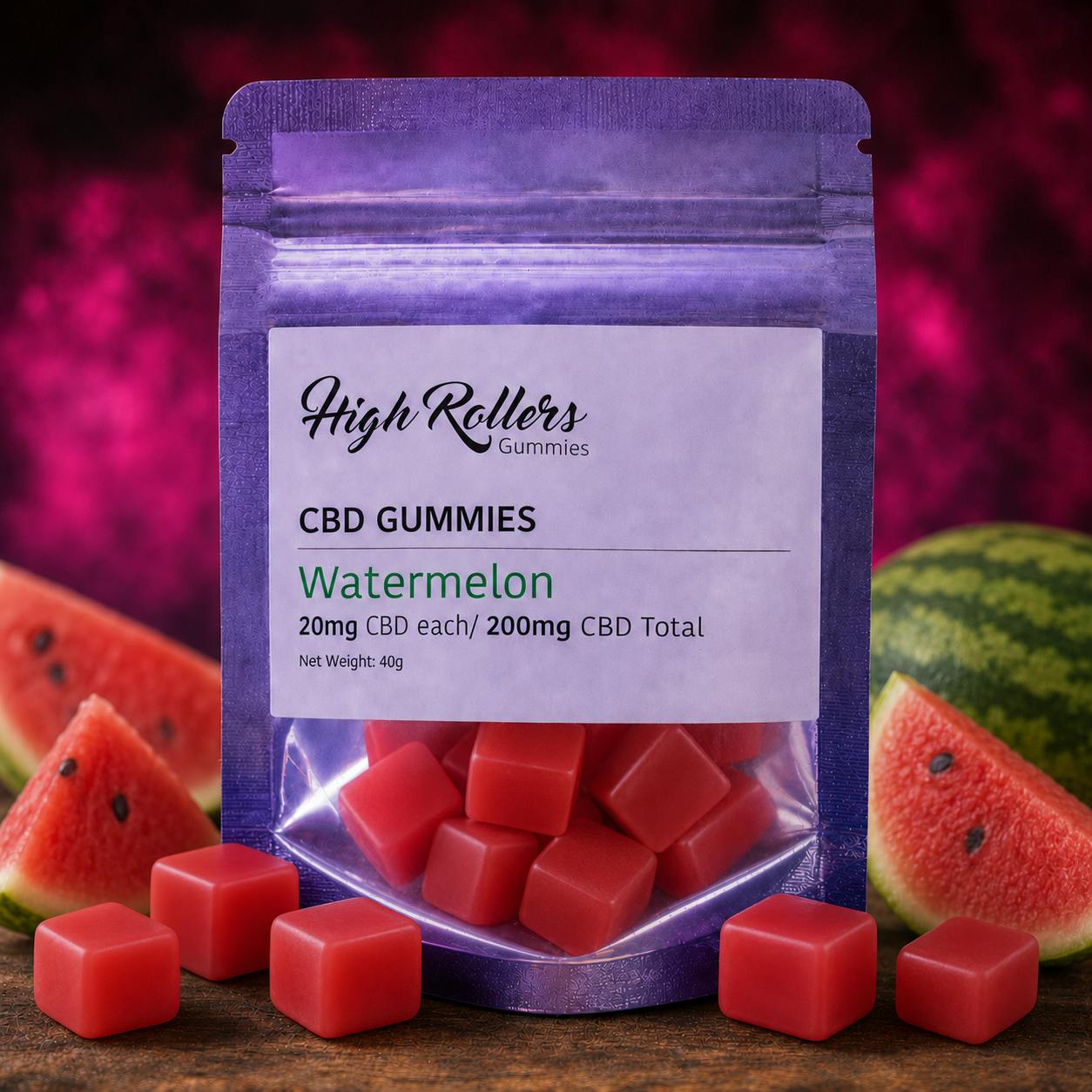 High Rollers - CBD - Gummies - 10pk/20mg/200mg - Watermelon