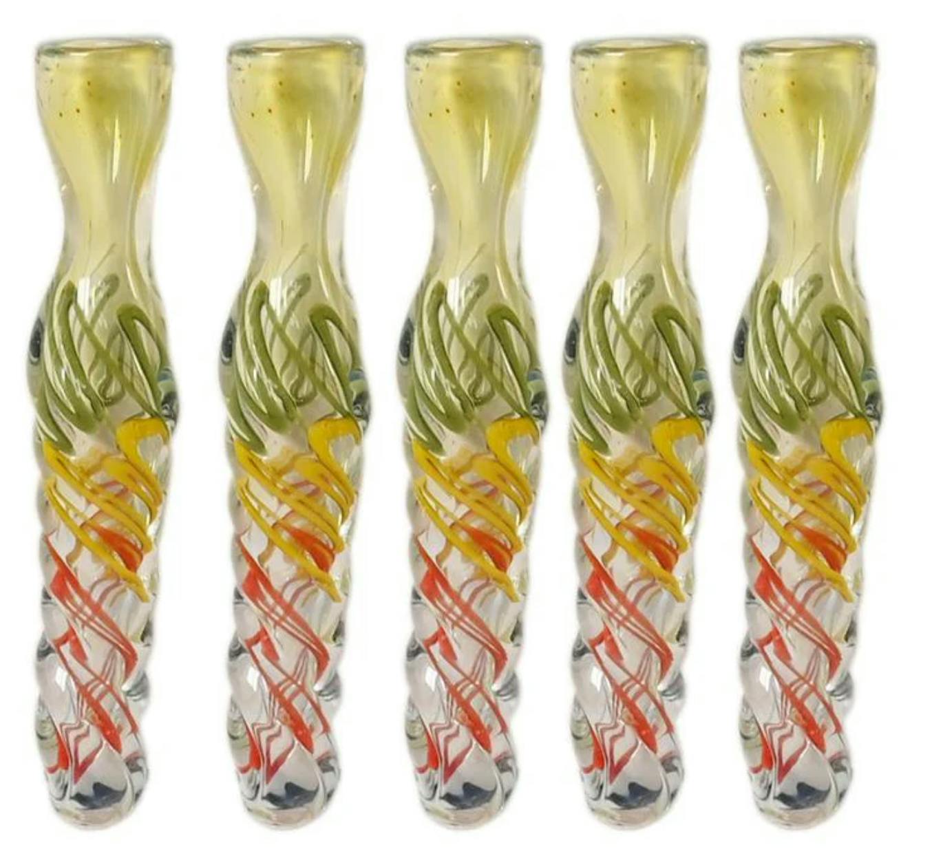 High Rollers - Glass - Rasta Twisted Chillum 3.5"