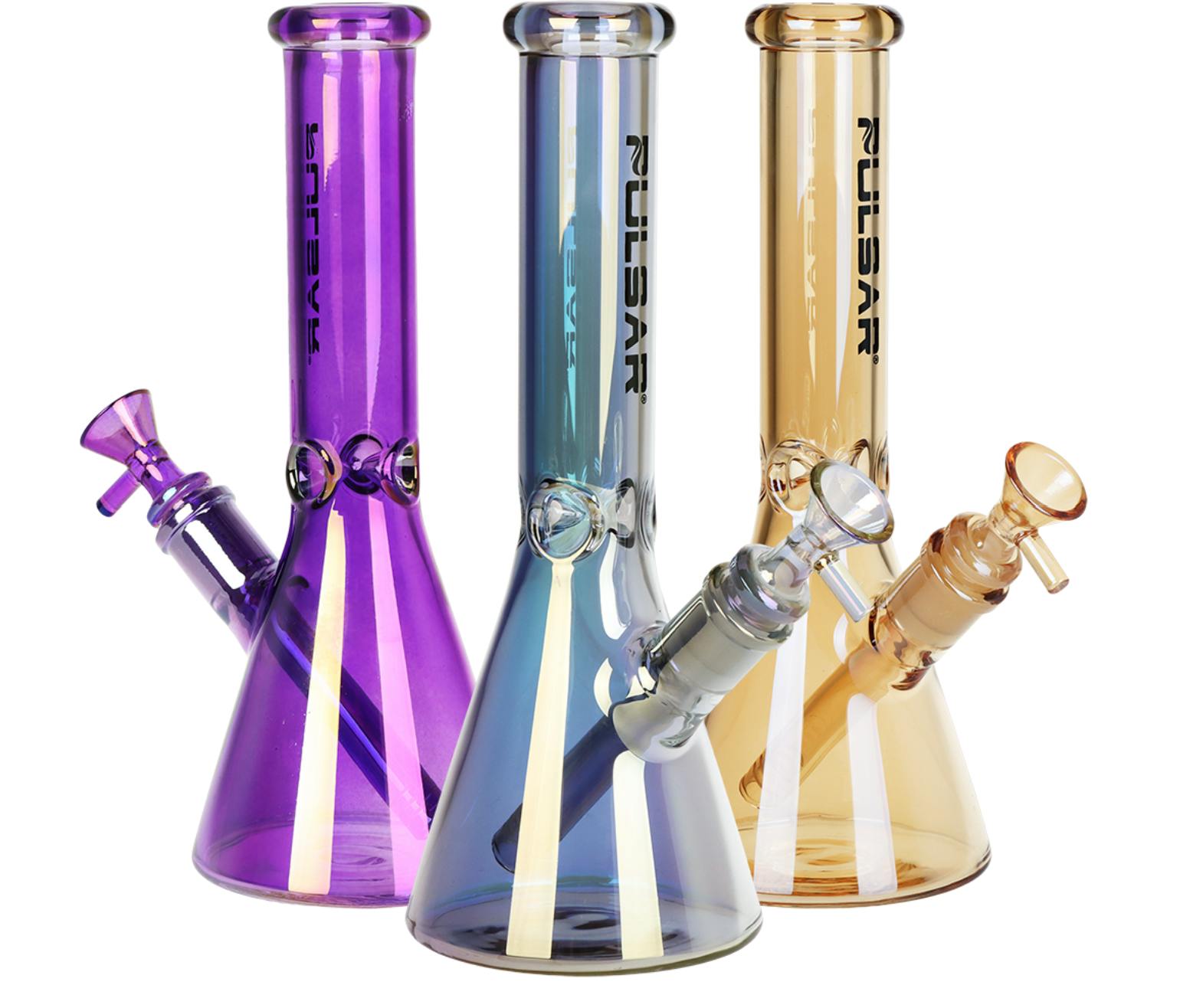 High Rollers - Pulsar Electro Colored Beaker Glass Water Pipe 10"