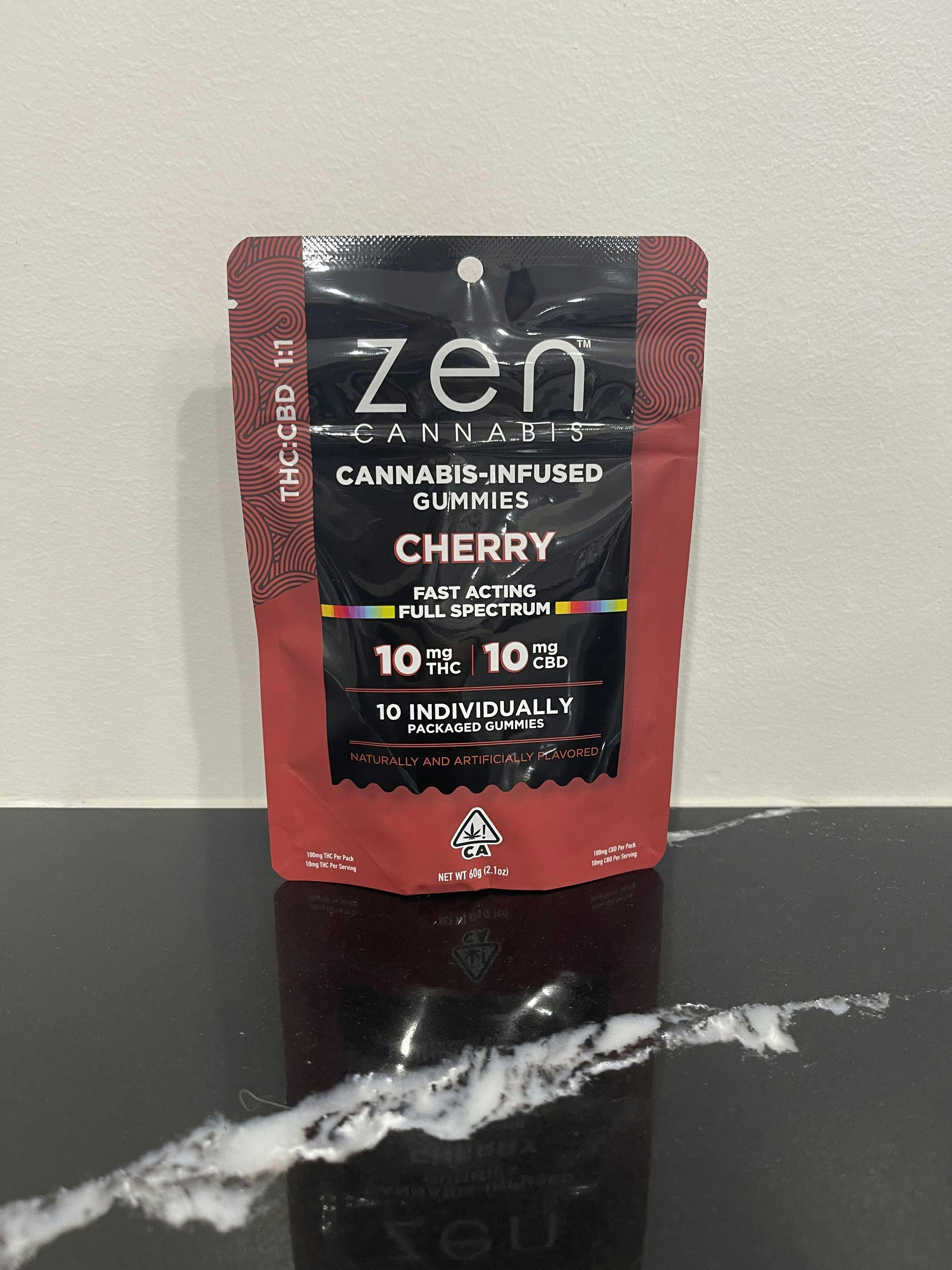 Cherry 1:1 THC:CBD 10-Pack Gummies by Zen Cannabis