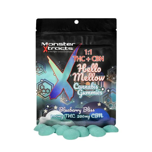 MONSTER XTRACTS | BLUEBERRY BLISS 1:1 THC:CBN GUMMIES | 200MG