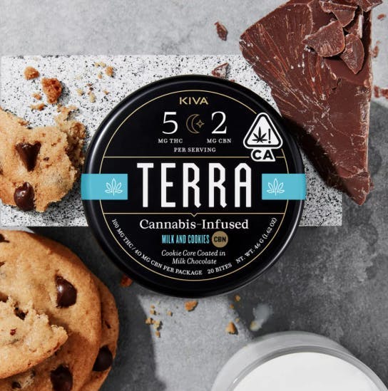 Kiva - 100mg Chocolate Milk & Cookies Terra Bites - Kiva 5mg each - Terra Bites